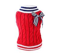 Pet Knitted Sweater, Christmas Pet Sweater with Bow Tie, Sleeveless Turtleneck Jumper for All Breed Dogs and Cats, Festive Acrylic Knit Christmas Clothing, Machine Washable Design