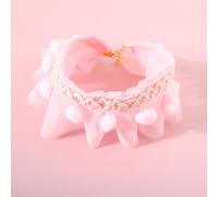 Pet Lace Necklace Brilliant Colors Adjustable Chinoiserie Cat Adjustable Collar for Small Pets Cats Dogs Pink M 25-30cm/9.8-11.8in