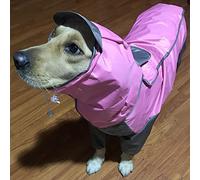 Pet Large Dog Raincoat Outdoor Waterproof Clothes Hooded Jumpsuit Cloak for Small Big Dogs Rain Coat(Pink,28)