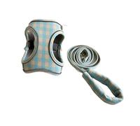 Pet leash harness adjustable anti-breakaway practical cute pet gardening dog harness(Blue,L)