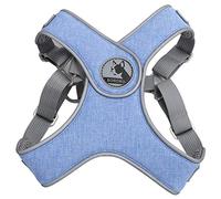 Pet Leash Vest Reflective Harness Adjustable Breathable Comfortable X Shaped Chest Strap for Dogs Cats Outdoor Walking Jogging Training with Quick Release Breathable Knitting (L)