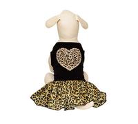 Pet Leopard Dress,Dog Summer Breathable Vest Skirt Sleeveless Heart-Shaped Dog Leopard Mesh Tutu Princess Dress for Cats Small Dogs_M