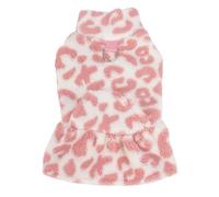 Pet Leopard Dress with D-Ring,Cat Dog Fleece Winter Warm Vest Coat,Dog Cold Weather Pullover Princess Dress for Cat Puppy Small Medium Dog_M(Pink)