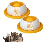 Pet Lick Mats Slow Feeder for Dogs And Cats, Interactive Licking Toy Ball Bowl, Anti-Slip Lick Sphere Liquid Food for Anxiety Relief Calming (2 pcs Yellow, 12 * 12 * 4.2CM)