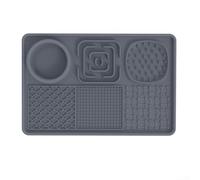 Pet Licking Mat with Suction Cup Designed for Slow Feeding, for Various Treats (Gray)