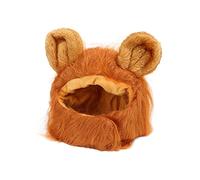Pet Lion Mane Headgear, Soft Cloth Costume with Adjustable Closure for Cats and Small Dogs, Breathable Wig with Ears for Costume Parties and Photos, Head Circumference 26 to 30cm (Marrón claro)