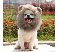 Pet Lion Mane Hood, Dog Cat Costume, Cloth Material, Brown, Size L, Neck 28-38cm, Halloween Theme, Plush Soft Comfortable (L)