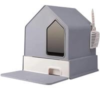 Pet Litter Box Cat Potty Fully Enclosed Cat Litter Box Oversized Drawer Type Easy To Clean Splash-Proof Cat Toilet Pet Supplies for Travel(Grey)