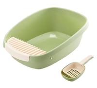 Pet Litter Box Cat Potty Large High-Back Open Top Cat Litter Tray With Scoop, Easy To Clean Open Air Kitty Litter Pan Pet Supplies for Travel(Grün,41x57x20 cm)