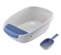 Pet Litter Box Cat Potty Large High-Back Open Top Cat Litter Tray With Scoop, Easy To Clean Open Air Kitty Litter Pan Pet Supplies for Travel(Grey,41x57x20 cm)