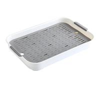 Pet Litter Box (White), Anti-Flip Training Pan With Grate For Rabbits, Hamsters, Guinea Pigs, Chinchillas, Gerbils, Double Layer Animal Toilet Tray With Mesh (14.4×9.6×2 In)