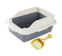 Pet Litter Tray Pan with Scooper Kitty Small Animals Open Top Cat Litter Box Gray M 31x21x16 cm