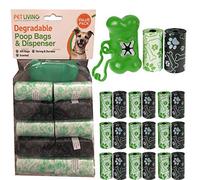 Pet Living DOGGY WASTE REFILL DEGRADABLE BAGS POOP SCOOP REFILLABLE 400 BAGS 2 COLOURS POO BAGS FOR DOGS WITH DISPENSER VALUE PACK (Black & Green)