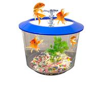 Pet Living Goldfish Bowl Strater Set Gold Fish Bowl with Ornamental Plant Fish Bowl (BLUE)