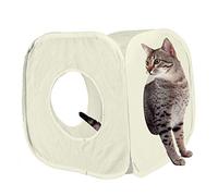 Pet Living Pop Up Cat Kitten Play Cube Fun Strong Box For Cat Rabbit Toy (Cream)