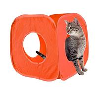 Pet Living Pop Up Cat Kitten Play Cube Fun Strong Box For Cat Rabbit Toy (Orange)