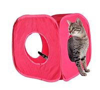 Pet Living Pop Up Cat Kitten Play Cube Fun Strong Box For Cat Rabbit Toy (Pink)