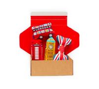 Pet London British Dog Toy Gift Box 4 piece Hamper Set-London Bus, Union Jack Bone, Telephone box and Big Ben