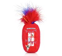 Pet London British Telephone Box Cat Toy - Interactive Silvervine Crinkle Toy with Feathers & Ribbons - UK-Inspired Red London Cat Kicker for Batting, Chasing & Pouncing