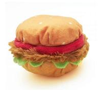 Pet London Burger Plush Dog Toy, Soft Squeaky Hamburger, Fun Interesting Soft Puppy 6" Dog Toy, Chew Play Fast Food Interactive Toy