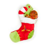 Pet London Christmas Dog Stocking 4-Piece Set for Pets-includes 3 separate Xmas Toys-Gingerbread, Candy Cane and Christmas Tree
