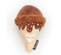 Pet London Ice Cream Dog Plush Chew Toy with Squeaky Ball inside-in choice of Strawberry or Carob (Carob)