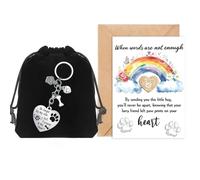 Pet Loss Dog Memorial Bereavement Gifts, Loss of Dog Card with Envelope Sympathy Heart Keyring with Drawstring Bag, Pets Condolence Rainbow Bridge Pet Loss Gifts Remembrance Gift Keepsake