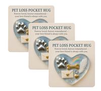 Pet Loss Pocket Hug - A Small Gift with A Big Heart, Blue Heart-Shaped Mini Keepsake with Inspirational Card, Sympathy Bereavement Present for Dog Cat Lovers (3pcs)