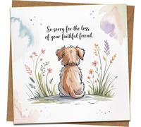 Pet Loss Sympathy Card - Dog Condolence Greeting Card, “So Sorry for the Loss of Your Faithful Friend” - 145mm x 145mm - Includes Kraft Envelope