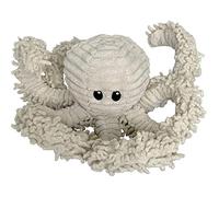 Petlou Durable Natural Nubby Plush Dog Toys with Squeaker and Crinkle Paper in Multi-Size (Natural Octopus, 9 Inch)