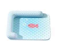 Pet Lounge Cooling Bed Mat for Dogs, Raised Pillow Border Ice Silk Resting Pad for Daily Warm Weather Home Use Pet Cooling Pad Washable Dog Mat Raised Border Bed Ice Silk Rest Quilted Lounge Indoor