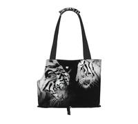 Pet-Love Theme Couple Tigers print portable bag, lightweight and breathable, suitable for taking small pets out.