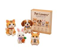 Pet Lovers 3D Beaded DIY Kit, 4-Piece Cute Cat, Dog, Rabbit & Hamster Beading Craft Set, Beginner Friendly Animal Ornaments Kit, Relaxing Craft Project for Adults, Pet Lover Hobby Gift A01