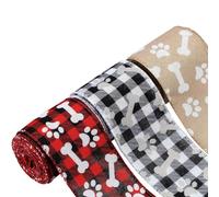 Pet Lover's Dog Paw Print Ribbon with Wired Edges for Various DIY and Floral Projects, 5 Yards Roll for Creative Crafting
