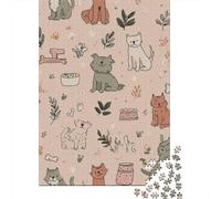Pet Lover's Pattern 1000-Piece Puzzle for Adults, 38x26cm/1000pcs, to Complete Gradually over A Weekend; White Cardboard with Reduced Dust