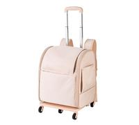 pet Luggage, Pet Carrier with Wheels, Rolling Pet Carrier, Pet Travel Carrier with Telescopic Handle and Detachable Rod Platform, Foldable for Traveling Outdoor(Color:Pink-A)