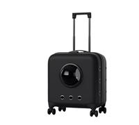 pet Luggage, Pet Stroller with Wheels, Rollable Pet Trolley, Breathable and Comfortable Pet Luggage for Flight Camping Outdoor Use for Traveling Outdoor(Color:Black-A)