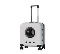 Pet Luggage, Pet Stroller with Wheels, Rollable Pet Trolley, Breathable and Comfortable Pet Luggage for Flight Camping Outdoor Use (White)