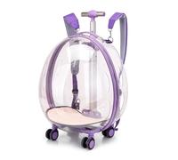 Pet Luggage, Pet Suitcase Transparent Trolley Case Cat Bag Out Portable Dog Space Capsule Cat Large Capacity Backpack (Purple Transparent)
