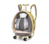 Pet Luggage, Pet Suitcase Transparent Trolley Case Cat Bag Out Portable Dog Space Capsule Cat Large Capacity Backpack (Khaki)