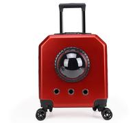 Pet Luggage, Pet Trolley Case, Pet Outing Backpack, Outdoor Pet Trolley Case, Dual-Purpose Trolley + Double Shoulders (Wine Red)