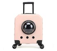 Pet Luggage, Pet Trolley Case, Pet Outing Backpack, Outdoor Pet Trolley Case, Dual-Purpose Trolley + Double Shoulders (Pink)