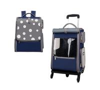 Pet Luggage, Pet Trolley Case, Pet Trolley Bag, Oxford Cloth Cat Backpack, Breathable Portable Pet Trolley Case for Travel Outdoor (Dark blue)