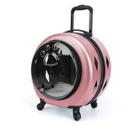 Pet Luggage, Pet Trolley Case, Portable Cat Outing Travel Bag, Transparent Large Capacity Capsule Cat Backpack Carrier (Pink)