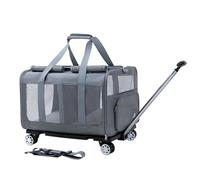pet Luggage, Portable Twin Compartment Pet Travel Carrier with Wheels, Strong Breathable Mesh Panels, Perfect for Traveling/Taking a Walk for Traveling Outdoor(Color:Dark grey,Size:B)