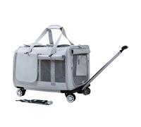 pet Luggage, Portable Twin Compartment Pet Travel Carrier with Wheels, Strong Breathable Mesh Panels, Perfect for Traveling/Taking a Walk for Traveling Outdoor(Color:Light grey,Size:A)