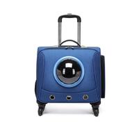 Pet Luggage, Rolling Pet Carrier, Multi-Function Pet Backpack with 4 Wheels, Breathable Pet Carrier for Traveling/Taking a Walk/Trips To The Vet (Blue)