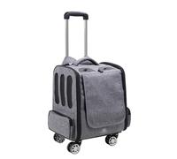 Pet Luggage, Wheeled Pet Carrier Backpack Pet Stroller, Travel Carrier, Comfort Cat Backpack Removable Rolling Wheels and Ventilation (Gray)