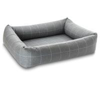 Pet Luxury Bolster Rectangular Orthopaedic Dog Bed 3 Sizes in our Avondale in Classic Check: Blue-Grey Size Medium - 61cm x 53cm