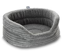 Pet Luxury Snug Fleece Lined Oval Dog Bed 6 Sizes in our Avondale in Classic Cord Grey Size Medium - 61cm x 53cm